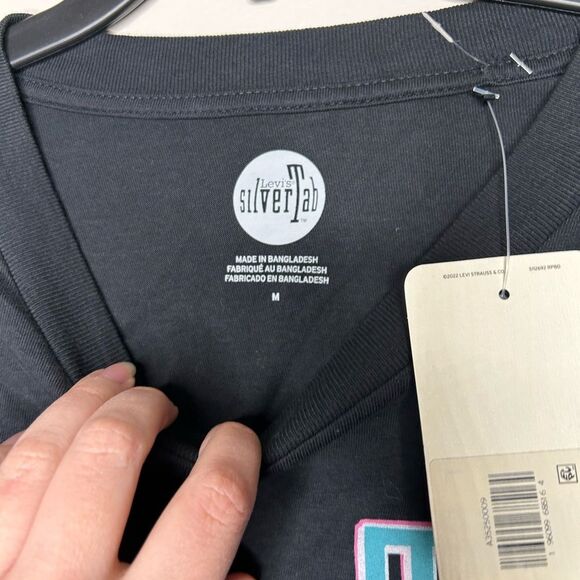 Levi’s Silver Tab Black Cropped Long Sleeve Shirt Medium - Picture 5 of 7